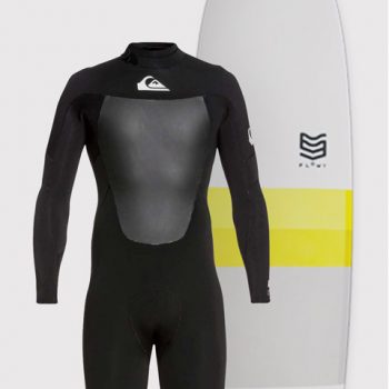 Fun board and wetsuit available for rental at Tiago Pires Surf School.